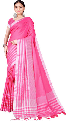 Saadhvi Checkered Bollywood Cotton Silk Saree(Pink)