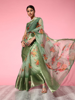 81% OFF on Ratnavati Floral Print Bollywood Organza Saree(Light Green) 81% OFF on Ratnavati Floral Print Bollywood Organza Saree(Light Green)