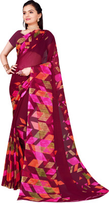 Suali Floral Print Daily Wear Georgette Saree(Purple)