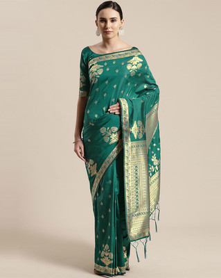 Ratnavati Woven Kanjivaram Silk Blend Saree(Light Green)