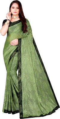 Suali Self Design Bollywood Lycra Blend Saree(Green)