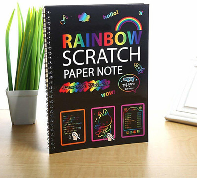 KNAFS Rainbow Art Scratch Paper Book Sheets with Stylus, 10 Pages: Size10.5 X 7.5 inch Theme,  Scrapbook Kit(DIY)