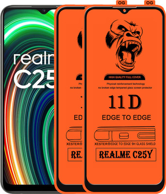 PFOAM Edge To Edge Tempered Glass for REALME C25Y(Pack of 2)