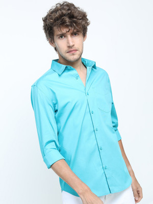 HIGHLANDER Men Solid Casual Light Blue Shirt