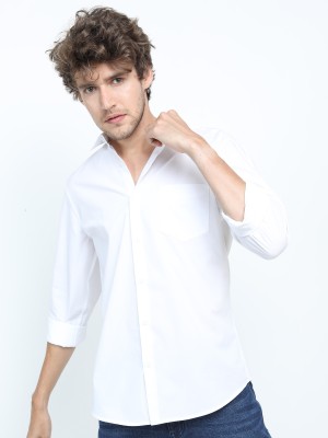 HIGHLANDER Men Solid Casual White Shirt