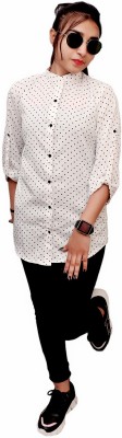 LIBSADRESSES Women Polka Print Party White Shirt