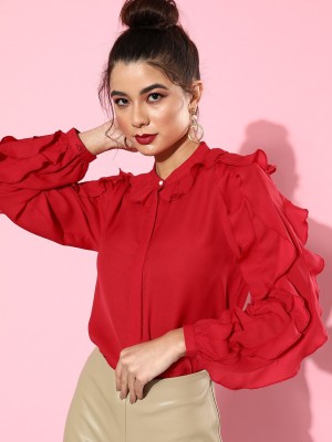 Style Quotient Women Solid Casual Red Shirt