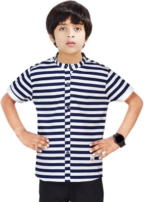 MADE IN THE SHADE Boys Solid Casual Dark Blue, White Shirt