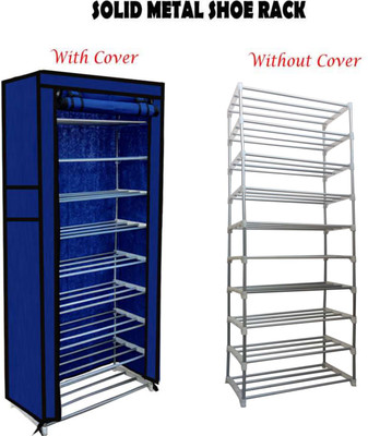 POWEREST Best Quality Multi-Storage Rack Shelf Metal Collapsible Shoe Stand(Dark Blue, 9 Shelves, DIY(Do-It-Yourself))