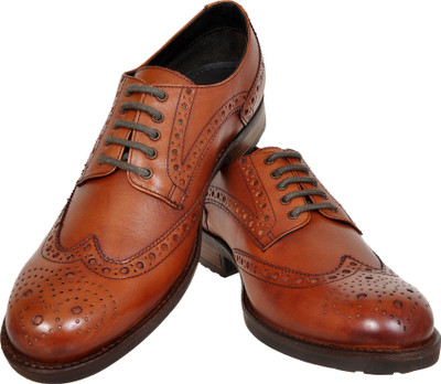 HX London brogue shoes Brogues For Men(Tan , 8)