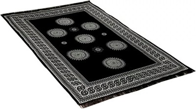 UMA Black Cotton Carpet(4 ft,  X 6 ft, Rectangle)