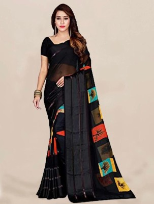 Sitanjali Printed Daily Wear Georgette Saree(Black)