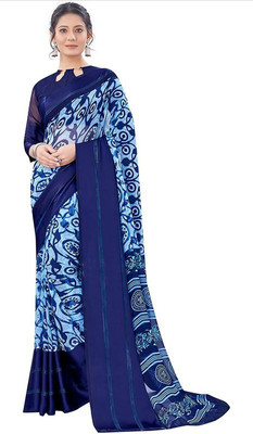 Sanjana Silks Printed Bollywood Georgette Saree(Dark Blue)