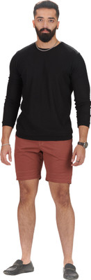 RAWLINE Solid Men Brown Regular Shorts