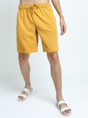 HIGHLANDER Solid Men Yellow Casual Shorts