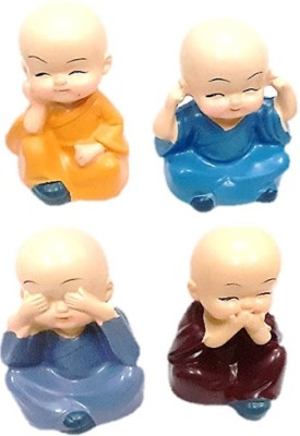 KML Crafts Villa 4 Cute Baby Non Hat Monk Decorative Showpiece  -  6 cm(Polyresin, Multicolor)