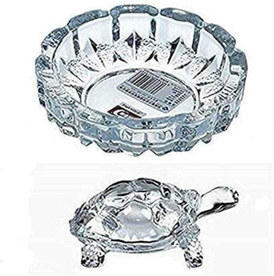 SHIVAE Essentiel Glass/crystal tortoise with glass plate feng shui,Vastu good luck,Transparent Decorative Showpiece  -  12 cm(Crystal, White)