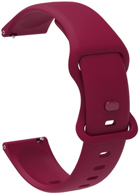valente Premium Soft Silicone Buckle 22 mm Compatible Smart Watch Strap(Red)