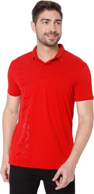 MUFTI Solid Men Polo Neck Red T-Shirt