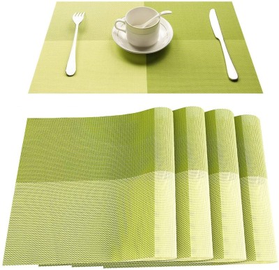 BSITFOW Rectangular Pack of 1 Table Placemat(Green, PVC)