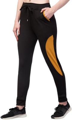 Bluecon Colorblock Women Black Track Pants
