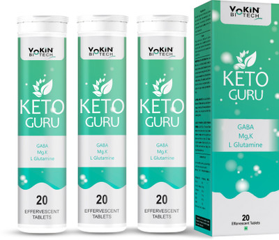 Vokin Biotech Keto Guru 20 Tablets For Weight Loss Effervescent Water Soluble Pack Of 3(3 x 20 Tablets)