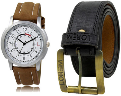 LOREM LR17-BL01 Casual Stylish Men watch Combo With Artificial Leather Belt Analog Watch  - For Men