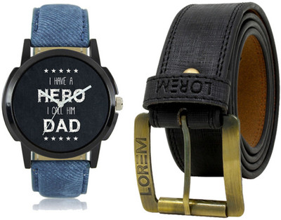 LOREM LR07-BL01 Casual Stylish Men watch Combo With Artificial Leather Belt Analog Watch  - For Men