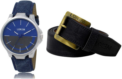 LOREM LR24-BL01 Casual Stylish Men watch Combo With Artificial Leather Belt Analog Watch  - For Men