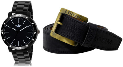 LOREM LR112-BL01 Casual Stylish Men watch Combo With Artificial Leather Belt Analog Watch  - For Men