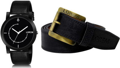 LOREM LR49-BL01 Casual Stylish Men watch Combo With Artificial Leather Belt Analog Watch  - For Men