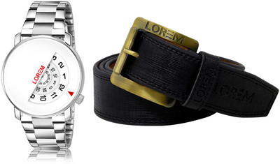 LOREM LR106-BL01 Casual Stylish Men watch Combo With Artificial Leather Belt Analog Watch  - For Men