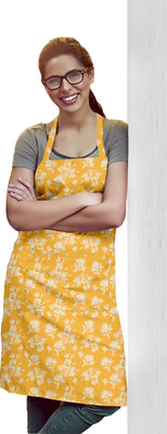 OASIS Cotton Home Use Apron - Free Size(Yellow, Single Piece)