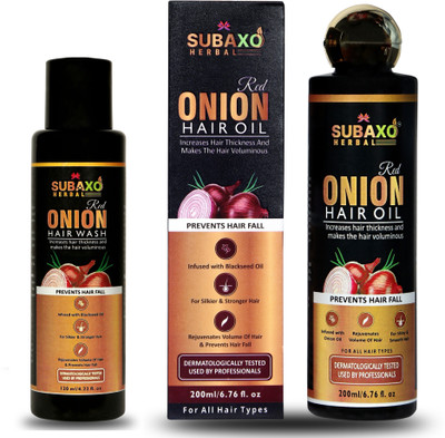 Subaxo Herbal Red Onion Hair -Wash Shampoo 120 ml And Red Onion Hair Oil 200 ml(2 Items in the set)
