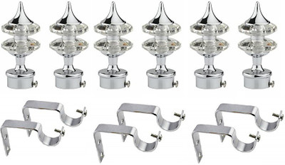 LEEZEN Architectural Hardware Silver Rod Rail Bracket Metal(Pack of 6)
