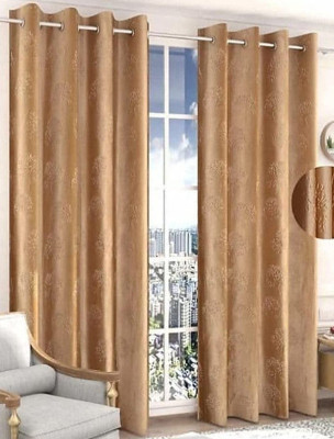 Quibble 213 cm (7 ft) Polyester Semi Transparent Door Curtain (Pack Of 2)(Solid, Golden)