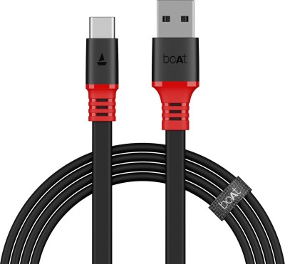 boAt USB Type C Cable 6.5 A 1.5 m Type C A750 Stress Resistant, Tangle-free, 6.5A Fast Charging & 480Mbps(Compatible with Mobiles, Rebellious Black)