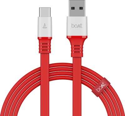 boAt Type C 6.5 A 1.5 m Type C A750 Stress Resistant, Tangle-free Cable with 6.5A Fast Charging(Compatible with Mobiles, Red, White)