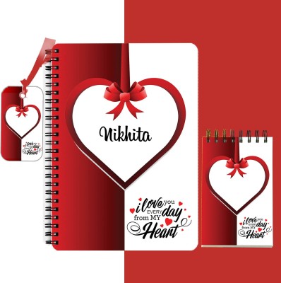 epheriwala I Love You Nikhita A5 Diary Ruled 140 Pages(Red)