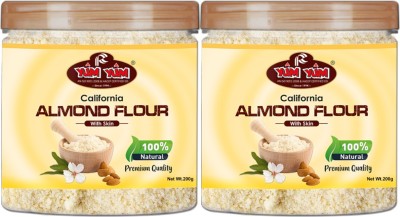 YUM YUM Almond Flour Vegan (Keto-Friendly, Gluten Free unblanched (with Skin) 400g Jar(0.4 kg, Pack of 2)