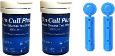 On Call Plus Code 007, New Expiry 100's Strips with Free 100 Round Lancets- 100 Glucometer Strips