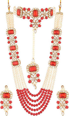 CATALYST Alloy Gold-plated Red Jewellery Set(Pack of 1)