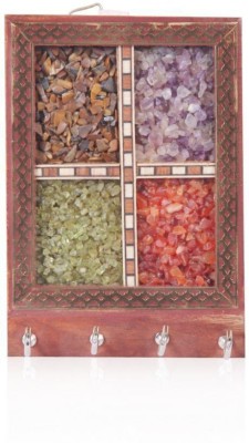 rajwada arts 5 Keys Gemstone Wood Key Holder(4 Hooks, Multicolor)