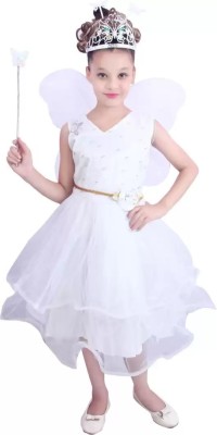 Wonder Fashion Baby Girls Calf Length Festive/Wedding Dress(White, Sleeveless)