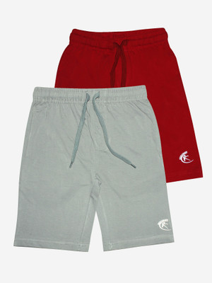 KiddoPanti Short For Boys Casual Solid Pure Cotton(Red, Pack of 2)