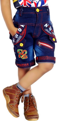 AD & AV Short For Boys Solid Cotton Linen(Blue, Pack of 1)