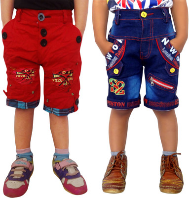 AD & AV Short For Boys Casual Solid Cotton Blend(Multicolor, Pack of 2)