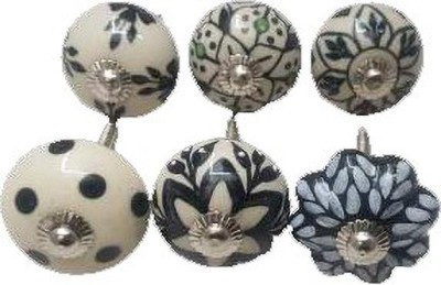 indian crafts Cabinet, Chester, Drawers, Door Knobs Ceramic Cabinet/Drawer Handle(Black Pack of 6)