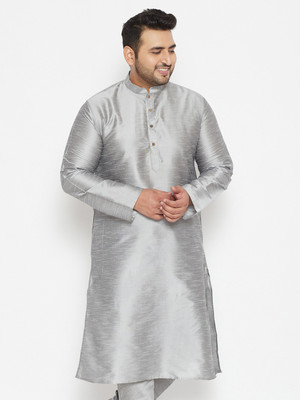VASTRAMAY PLUS Men Self Design Straight Kurta(Grey)