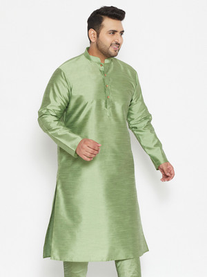 VASTRAMAY PLUS Men Self Design Straight Kurta(Light Green)